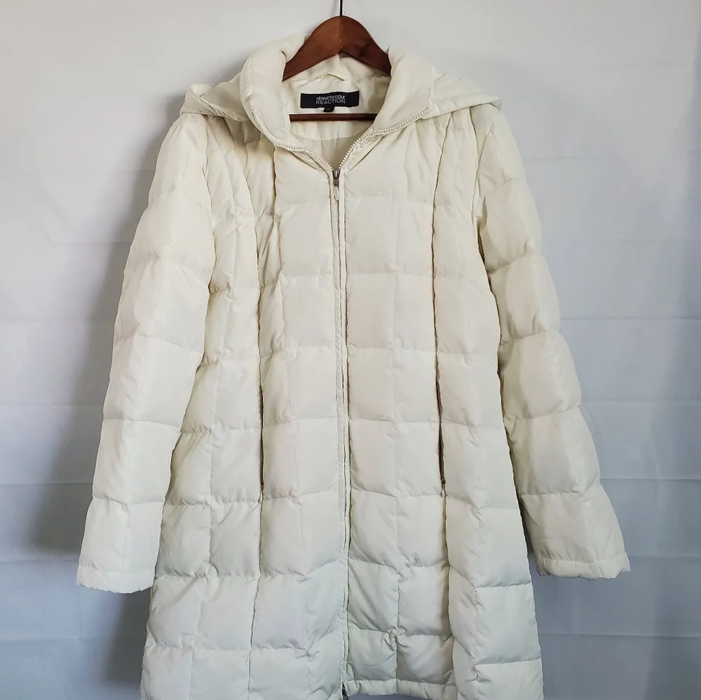 Kenneth cole Puffer Coat women XL Down white cream - Picture 2 of 8